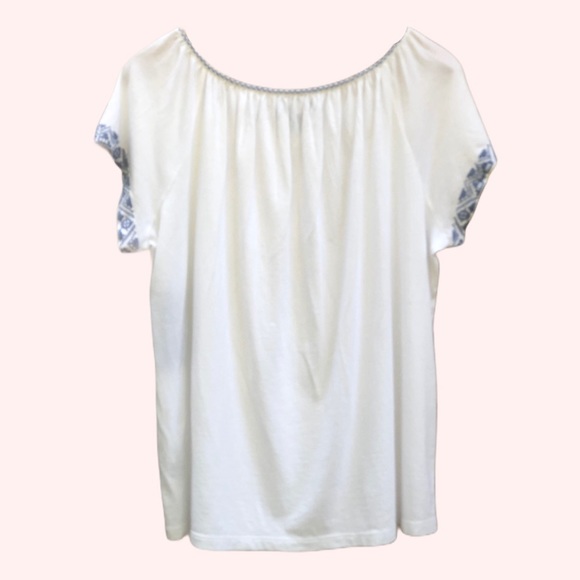 Chaps White Embroidered Short Sleeve Top Size XLP - Picture 7 of 14